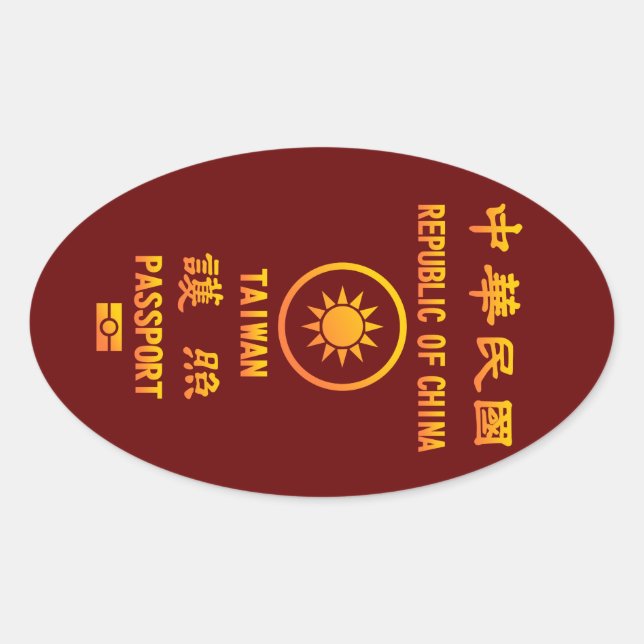 Adesivo Oval Taiwan Passport (Frente)