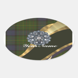Adesivo Oval Tartan verde-escuro