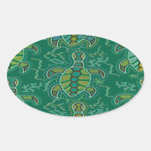 Adesivo Oval Tartaruga do Caribe