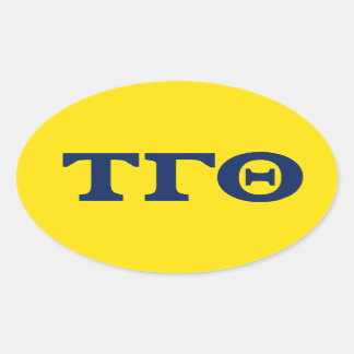 Adesivo Oval Tau Gamma Theta Oval Stickers - Azul em Amarelo