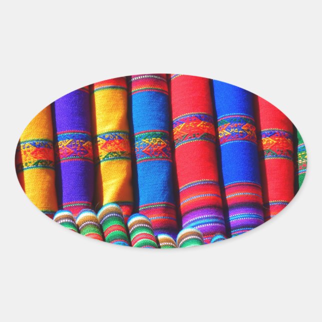 Adesivo Oval Tecido Colorido (Frente)