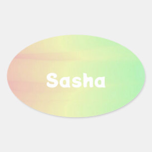 Adesivo Oval Tecla de mesclagem de cor de nome personalizado