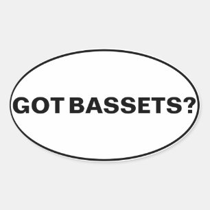 Adesivo Oval Tem Bassets? Texto