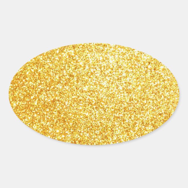Adesivo Oval Tendy Elegant Vazio Glitter Dourado Modern (Frente)