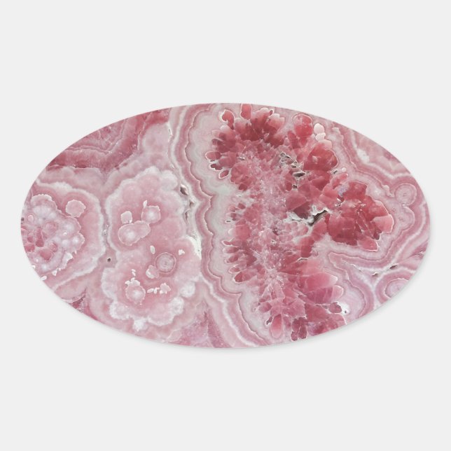 Adesivo Oval Tendy Modern Pink Agate (Frente)