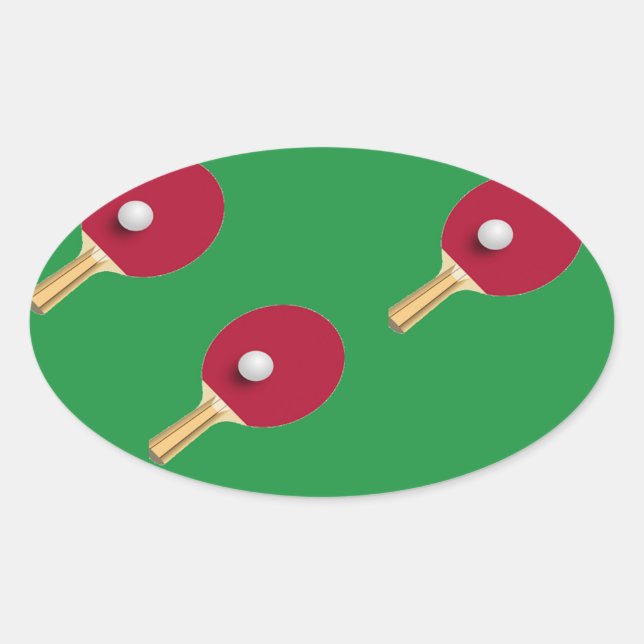 Adesivo Oval tênis de mesa de  e esfera em verde (Frente)