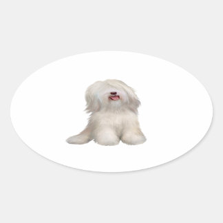 Adesivo Oval Terrier Tibetano (branco)