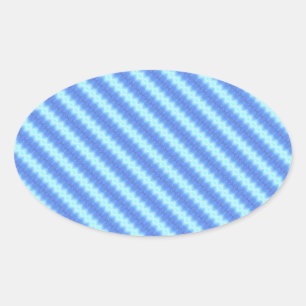 Adesivo Oval Teste padrão azul da textura da listra do Crochet