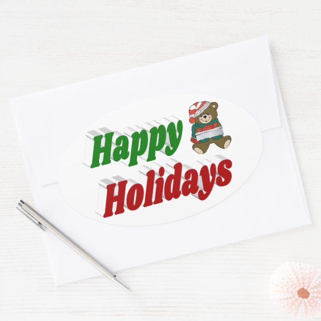 Adesivo Oval Testemunhas de Feliz Feriado (Envelope)