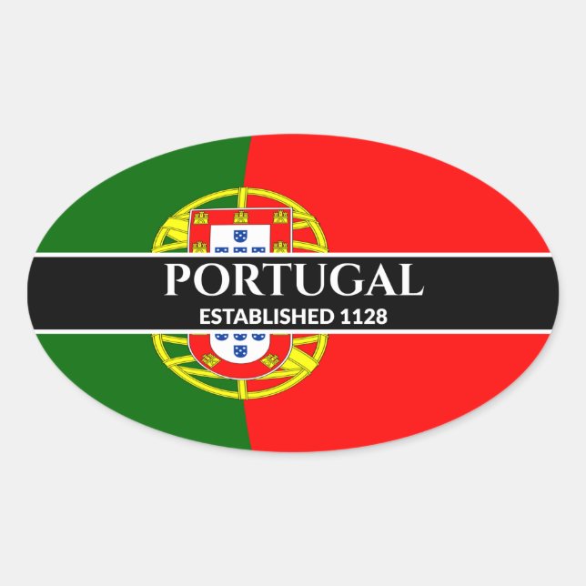 Adesivo Oval Texto Branco Portugal Estabeleceu Sinalizador 1128 (Frente)