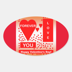 Adesivo Oval Texto do Feliz dia de os namorados para sempre ama