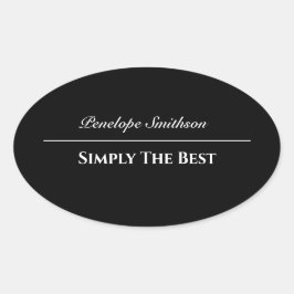 Adesivo Oval Texto e cores personalizáveis preto e branco básic