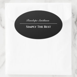 Adesivo Oval Texto e cores personalizáveis preto e branco básic