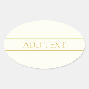 Adesivo Oval Texto Personalizável Elegante Simples   Branco Dou