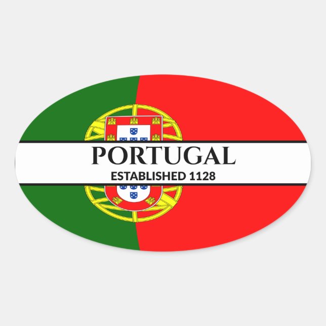 Adesivo Oval Texto Preto que Portugal criou o sinalizador 1128 (Frente)