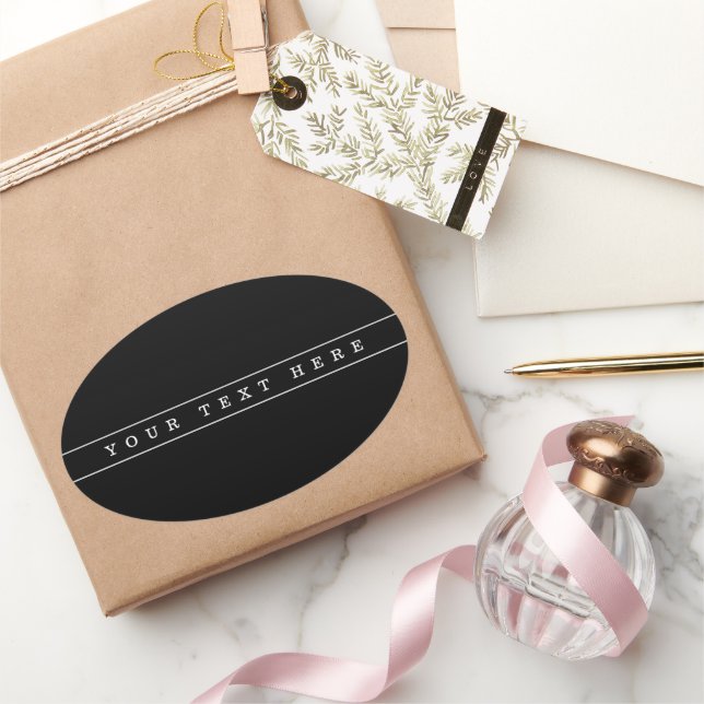 Adesivo Oval Texto Simples na moda e faixas finas (Presentear)