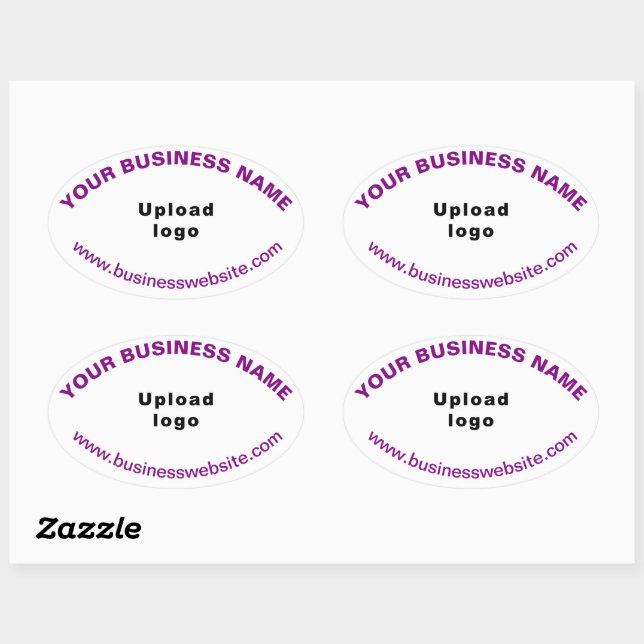 Adesivo Oval Textos roxos de sites empresariais em branco (Folha)