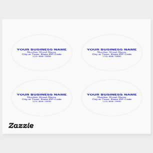 Adesivo Oval Textos simples mínimos azuis de Marca em branco