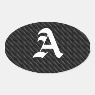 Adesivo Oval Textura da fibra do carbono