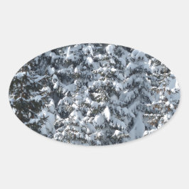 Adesivo Oval Textura de árvore de abertura de neve