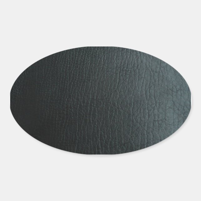 Adesivo Oval Textura de couro preto escura (Frente)
