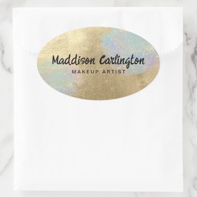 Adesivo Oval Textura Luminosa Dourada E Iridescente (Bolsa)