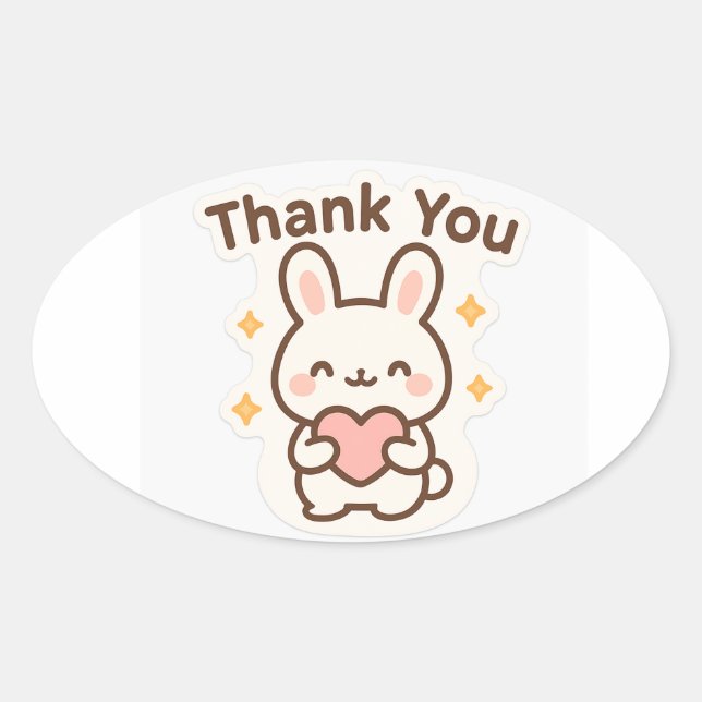 Adesivo Oval Thank You Kawaii Bunny Oval Sticker (Frente)