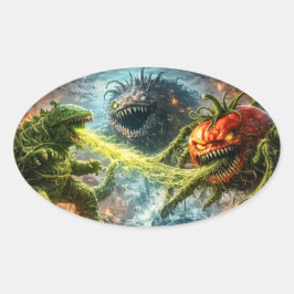 Adesivo Oval The attack of the Colossus mutant veggie oval stic