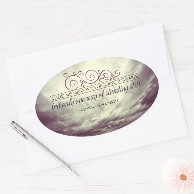 Adesivo Oval Theodore Roosevelt, citação inspiracional "Permane (Envelope)