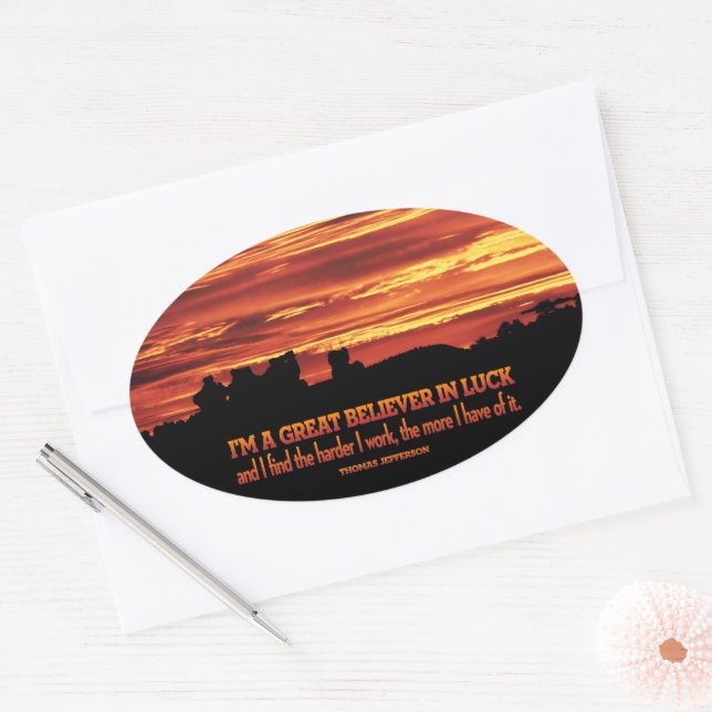 Adesivo Oval Thomas Jefferson Inspirational Cote "Sorte" (Envelope)