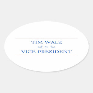 Adesivo Oval Tim Walz para o Vice-Presidente Sticker
