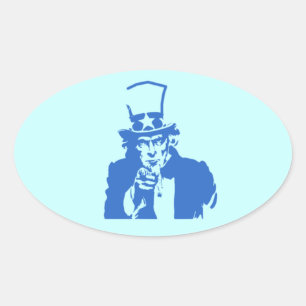 Adesivo Oval Tio Sam (Azul) nos Stickers