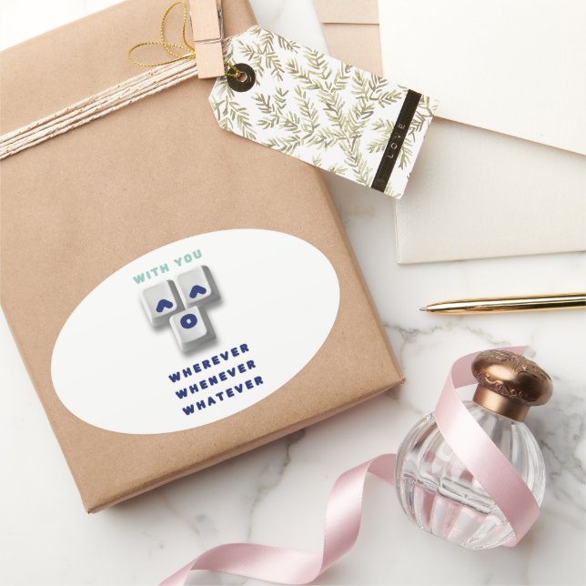 Adesivo Oval tipografia_2_com você_2 (Presentear)