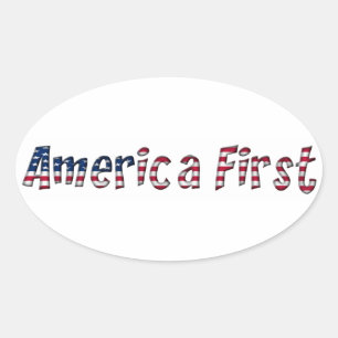 Adesivo Oval Tipografia da bandeira americana de América