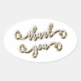 Adesivo Oval Tipografia Dourada moderna Obrigado