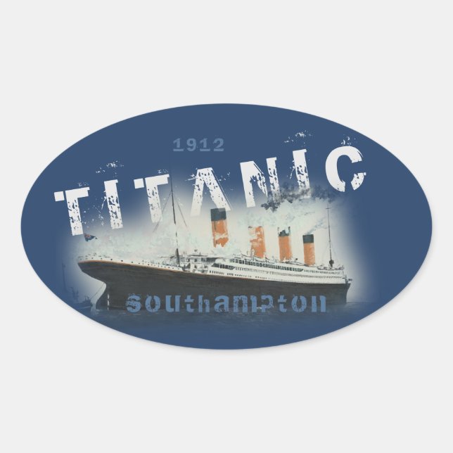 Adesivo Oval Titanic de Texto Personalizado legal Distante (Frente)