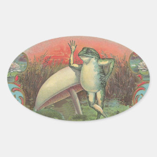 Adesivo Oval Toad e Mushroom