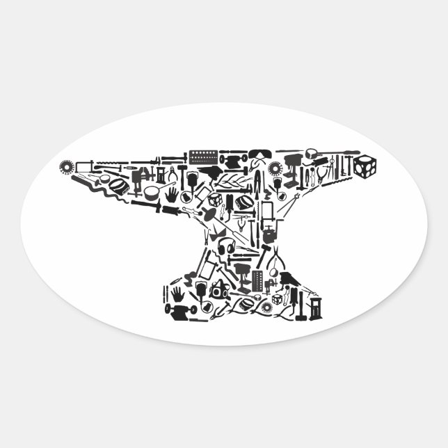 Adesivo Oval Tool-O-Rama Anvil Oval Sticker (Frente)