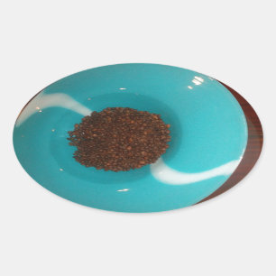 Adesivo Oval Toque do Mar: Uma Tigela Cian de Café