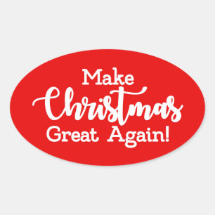 Adesivo Oval Torne o Natal Grande Novamente Trump MAGA presente