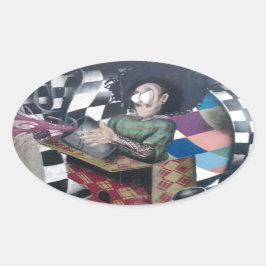 Adesivo Oval Trabalho de arte abstrato Grafite