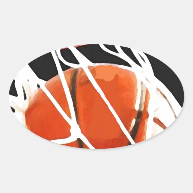 Adesivo Oval Trabalho de arte de basquetebol (Frente)