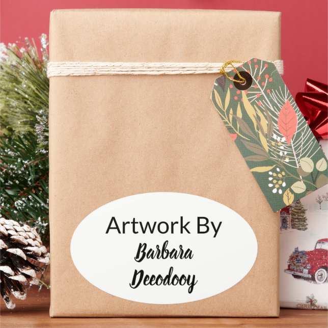 Adesivo Oval Trabalho de arte por branco (Feriado)