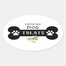 Adesivo Oval Tratamento Simples de Cães de Vegan Pretos e Branc