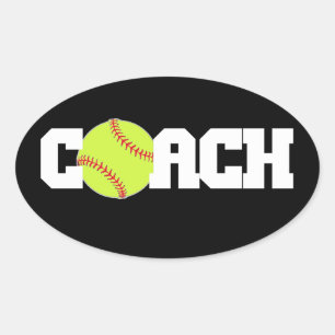 Adesivo Oval Treinador do softball