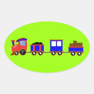 Adesivo Oval trem-312107 carros com motor de brinquedo vermelho