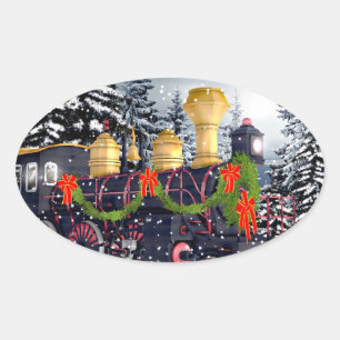 Adesivo Oval Trem do Natal
