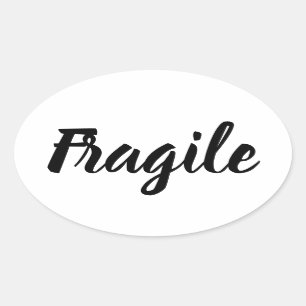 Adesivo Oval Trendência moderna, frágil, branca e preta