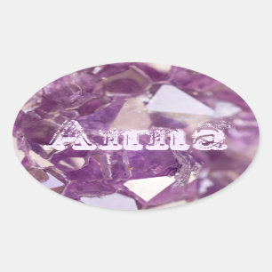 Adesivo Oval Trendy Modern Mauve Purple Ametyst Name Modelo