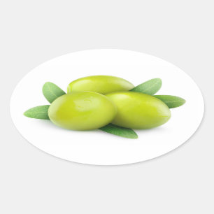 Adesivo Oval Três azeitonas verdes